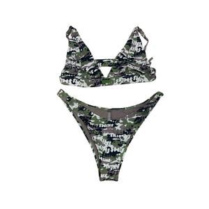Skims Size 4X Swim Swimsuit Camo Print Bikini Set logo camo cheeky tanga NWT